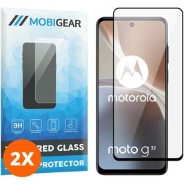 Mobigear Premium Motorola Moto G32 Glazen Screenprotector - Case Friendly - Zwart (2-Pack)