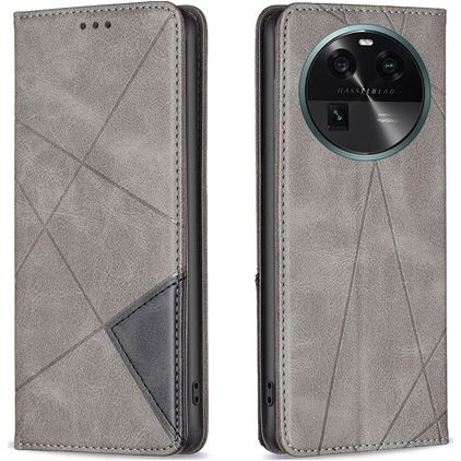 Mobigear Rhombus Slim OPPO Find X6 Hoesje Bookcase - Grijs
