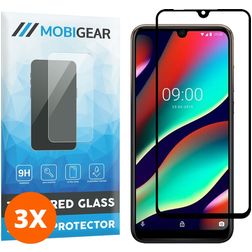 Mobigear Premium Wiko View 3 Pro Glazen Screenprotector - Case Friendly - Zwart (3-Pack)