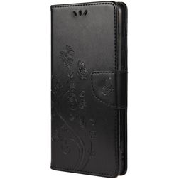 Mobigear Flowers Samsung Galaxy A23 Hoesje Bookcase Portemonnee - Zwart
