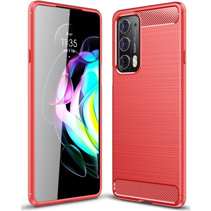 Mobigear Brushed Slim Motorola Edge 20 Hoesje Flexibel TPU Backcover - Rood