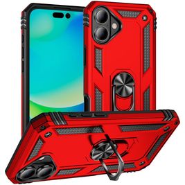 Mobigear Armor Ring iPhone 17 Hoesje Hardcase Backcover Shockproof met Ringhouder - Rood