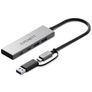 Cygnett Unite 4-in-1 USB-A / USB-C naar USB-A / USB-C Hub - Zilver