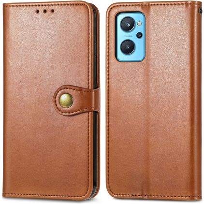Mobigear Snap Button OPPO A96 Hoesje Bookcase Portemonnee - Bruin