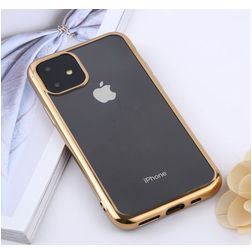 Mobigear Royal iPhone 11 Hoesje Flexibel TPU Backcover - Transparant / Goud