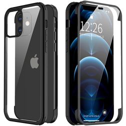 Valenta Full Cover iPhone 12 Mini Hoesje Gehard Glas Backcover Shockproof - Zwart
