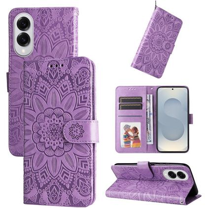 Mobigear Sunflower Samsung Galaxy S25 Edge Hoesje Bookcase Portemonnee - Paars