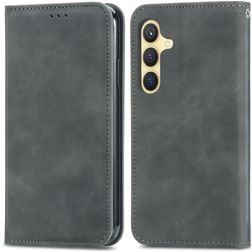 Mobigear Retro Slim Samsung Galaxy S25 Hoesje Bookcase Portemonnee - Grijs