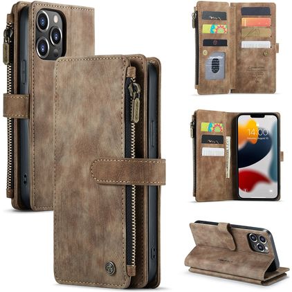 CaseMe C30 iPhone 13 Pro Hoesje Bookcase Portemonnee - Bruin