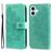 Mobigear Flowers iPhone 17 Hoesje Bookcase Portemonnee - Groen