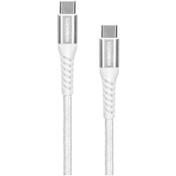 Mobiparts Woven Cable USB-C naar USB-C Kabel 1.5 Meter - Wit