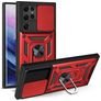 Mobigear Armor Ring Cam Slide Samsung Galaxy S22 Ultra Hoesje Hardcase Backcover Shockproof met Ringhouder - Rood