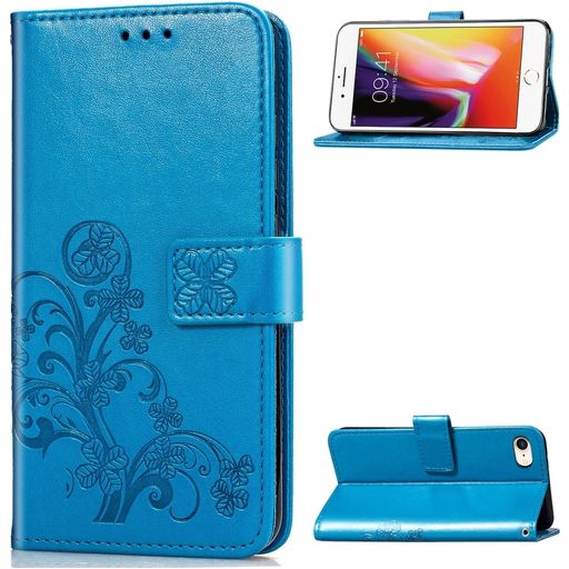 Mobigear Clover iPhone 7 Hoesje Bookcase Portemonnee - Blauw
