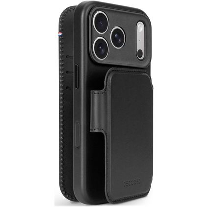 Decoded Detachable Wallet iPhone 18 Pro MagSafe Hoesje Echt Leer Uitneembare 2in1 Bookcase Portemonnee - Zwart