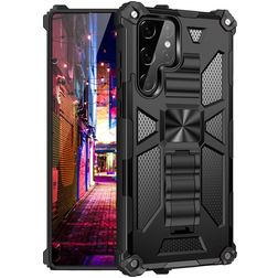Mobigear Armor Stand Samsung Galaxy S22 Ultra Hoesje Hardcase Backcover Shockproof met Standaard - Zwart