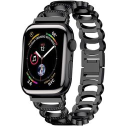 Mobigear Vienna Stalen Apple Watch Bandje Vouwsluiting - 49/46/45/44 mm - Zwart
