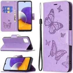 Mobigear Butterfly Samsung Galaxy A22 5G Hoesje Bookcase Portemonnee - Paars