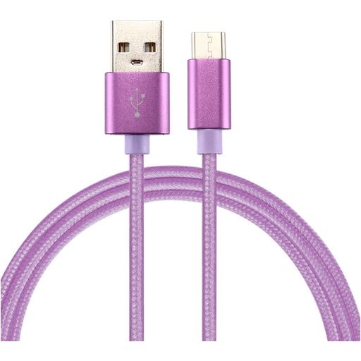 Mobigear Nylon USB-A naar USB-C Kabel 2 Meter - Paars