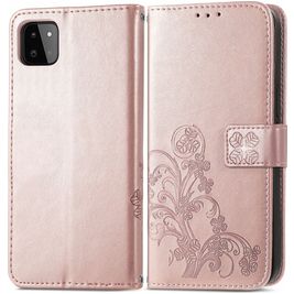 Mobigear Clover Samsung Galaxy A22 5G Hoesje Bookcase Portemonnee - Roségoud