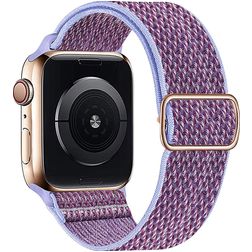 Mobigear W Texture Nylon Apple Watch Bandje Elastische band - 42/41/40/38 mm - Paars