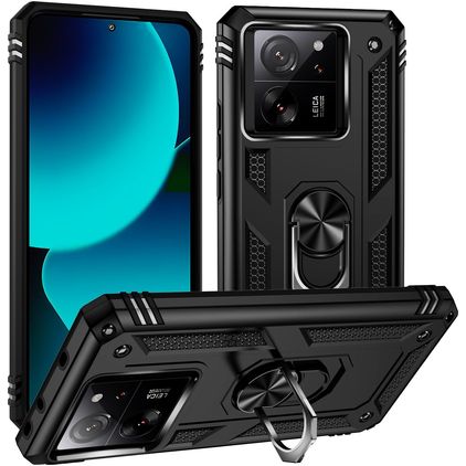 Mobigear Armor Ring Xiaomi 13T Pro Hoesje Hardcase Backcover Shockproof met Ringhouder - Zwart