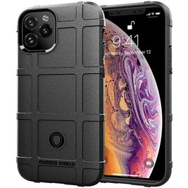 Mobigear Rugged Shield iPhone 12 Hoesje Flexibel TPU Backcover Shockproof - Zwart