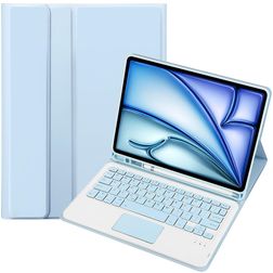 Mobigear Keys iPad Air 11 Inch (2024) Hoes QWERTY Bluetooth Toetsenbord Bookcase + Stylus Houder - Blauw