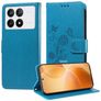 Mobigear Flowers POCO X6 Pro Hoesje Bookcase Portemonnee - Blauw