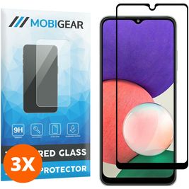 Mobigear Premium Samsung Galaxy A22 5G Glazen Screenprotector - Case Friendly - Zwart (3-Pack)