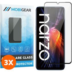 Mobigear Premium Realme Narzo 50 5G Glazen Screenprotector - Case Friendly - Zwart (3-Pack)