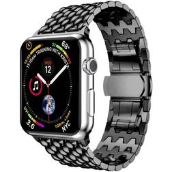 Mobigear Dragon Stalen Apple Watch Bandje Vouwsluiting - 49/46/45/44 mm - Zwart