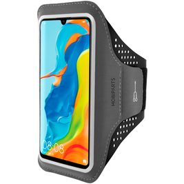 Mobiparts Comfort Fit Telefoonhouder Hardlopen Huawei P30 Lite Sport Hoesje Neopreen Sportarmband - Zwart