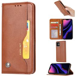 Mobigear Card Set iPhone 11 Hoesje Bookcase Portemonnee - Cognac