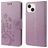 Mobigear Flowers iPhone 14 Hoesje Bookcase Portemonnee - Paars