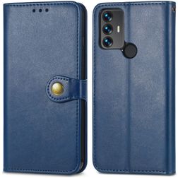 Mobigear Snap Button TCL 30 SE Hoesje Bookcase Portemonnee - Blauw