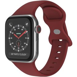 Mobigear Sport Dual Siliconen Apple Watch Bandje Druksluiting - 42/41/40/38 mm - Bordeaux Rood