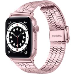 Mobigear Kopenhagen Stalen Apple Watch Bandje Klemsluiting - 49/46/45/44 mm - Roze