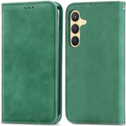 Mobigear Retro Slim Samsung Galaxy S25 Hoesje Bookcase Portemonnee - Groen