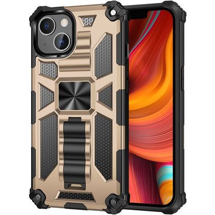 Mobigear Armor Stand iPhone 13 Mini Hoesje Hardcase Backcover Shockproof met Standaard - Goud
