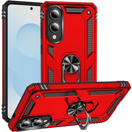 Mobigear Armor Ring Samsung Galaxy S25 Edge Hoesje Hardcase Backcover Shockproof met Ringhouder - Rood