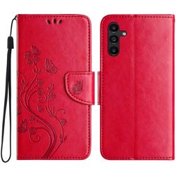 Mobigear Flowers Samsung Galaxy A56 Hoesje Bookcase Portemonnee - Rood
