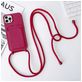 Mobigear Lanyard Card iPhone 15 Pro Max Siliconen Hoesje met koord en Pasjeshouder - Bordeaux Rood
