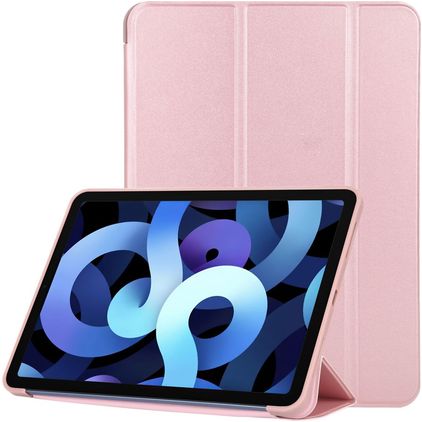 Mobigear Tri-Fold Gel iPad Air 4 (2020) Hoes TPU,Kunstleer Bookcase - Roségoud