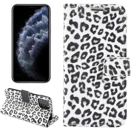 Mobigear Leopard iPhone 12 Pro Hoesje Bookcase Portemonnee - Wit