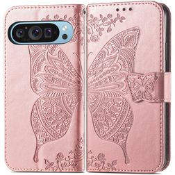 Mobigear Butterfly Google Pixel 9 Hoesje Bookcase Portemonnee - Roségoud