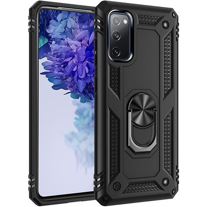 Mobigear Armor Ring Samsung Galaxy S20 FE Hoesje Hardcase Backcover Shockproof met Ringhouder - Zwart