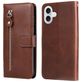 Mobigear Zipper iPhone 17 Hoesje Bookcase Portemonnee - Bruin