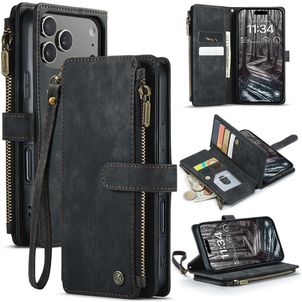 CaseMe C30 iPhone 17 Pro Hoesje Bookcase Portemonnee - Zwart