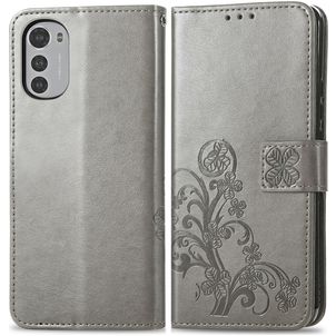 Mobigear Clover Motorola Moto E32s Hoesje Bookcase Portemonnee - Grijs