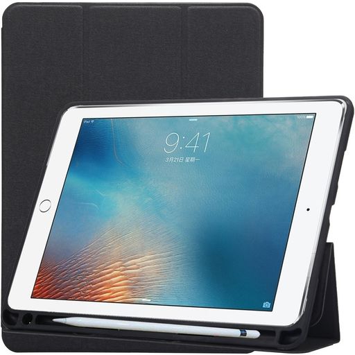 Mobigear Tri-Fold Gel iPad Pro 10.5 Inch (2017) Hoes Bookcase + Stylus Houder - Zwart